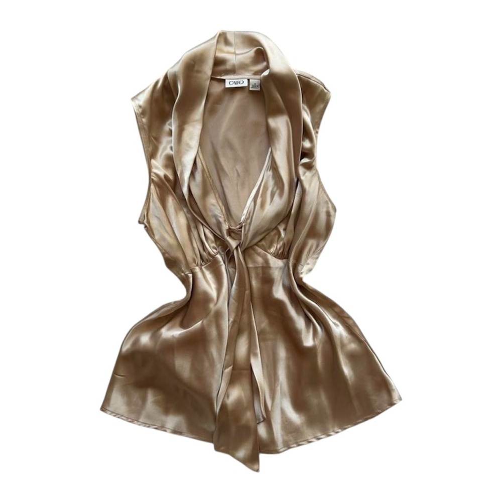 SOLD ON DEPOP Cato Gold Satin Blouse